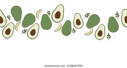 Nahtlose Avocado-Umrandung mit Blättern