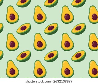 Padrão de frutas de abacate sem costura, conjunto de ilustrações. Abacate fundo de abacate de frutas. Padrão de vetor. Desenhado à mão