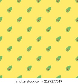 Seamless avocado pattern. Colored avocado background. Doodle vector illustration with fruits