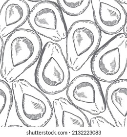 Nahtloses Avocado-Muster. Illustration für Textilien oder Gewebe.
