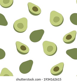 seamless avocado pattern on white background. Vector digital background