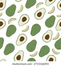 Modelo inconsútil del aguacate en el fondo blanco, diseño sano de la comida