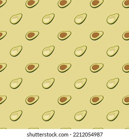 Seamless avocado Pattern on Yellow Background