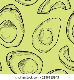 Nahtlose Avocado-Veganstruktur, Hintergrund, Gemüsemuster