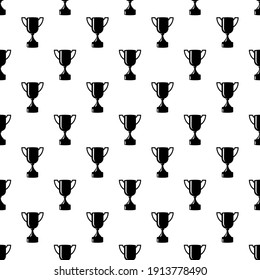 Seamless awards pattern. Black cups on white background. Vector illustration