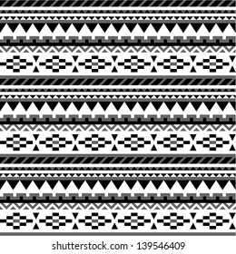Seamless aztec pattern in black and white 3