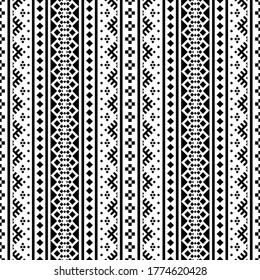Seamless Aztec pattern design background in black white color