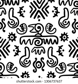 Seamless aztec vector pattern. Tribal traditional indian fabric design. Folk vintage illustration.