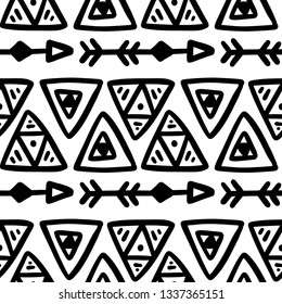 Seamless aztec vector pattern. Tribal traditional indian fabric design. Folk vintage illustration.