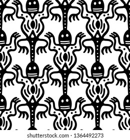 Seamless aztec vector pattern. Tribal traditional indian fabric design. Folk vintage illustration.