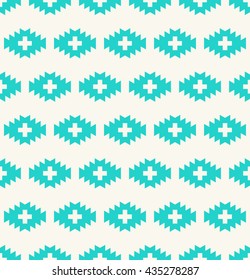Seamless Aztec Wallpaper of Diamond Shape with Teeth and A Cross in the Center.