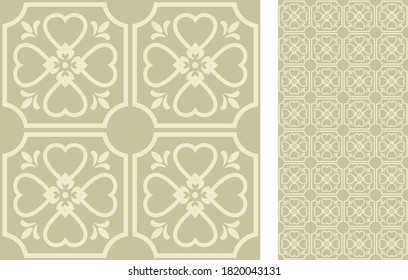 Seamless Azulejo tile. Portuguese and Spain decor. Ceramic tile. Vector hand drawn illustration, typical portuguese and spanish tile