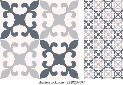 Seamless Azulejo tile. Portuguese and Spain decor. Ceramic tile. Seamless Floral pattern. Vector hand drawn illustration, typical portuguese and spanish tile