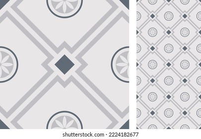 Seamless Azulejo tile. Portuguese and Spain decor. Ceramic tile. Seamless geometric pattern. Vector hand drawn illustration, typical portuguese and spanish tile