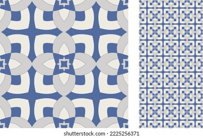 Azulejo-Kachel ohne Muschel. Portugiesisch-spanische Dekoration. Keramikfliese. Nahtlose Blumenmuster. handgezeichnete Vektorgrafik, typisch portugiesisch-spanische Kachel