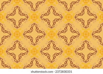 Seamless Azulejo tile. Portuguese and Spain decor. Ceramic tile with Victorian motives. Seamless Floral pattern. Vector hand drawn illustration, typical portuguese and spanish tile
