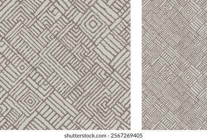 Seamless Azulejo tile. Portuguese and Spain decor in brown. Ceramic tile. Seamless geometric pattern. Vector hand drawn illustration, typical portuguese and spanish tile