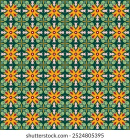 Azulejo sem costura. Talavera Pattern. Ladrilhos de cerâmica. Padrão floral contínuo.