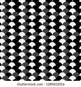 Seamless azure black and gray vintage waves op art pattern