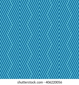 Seamless azure blue art deco optical chevron mountains pattern vector