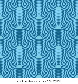 Seamless azure blue dense asian pattern vector
