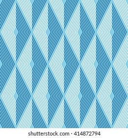 Seamless azure blue diamond optical pattern vector