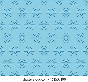 Seamless azure blue hexagonal outline triangle stars geometric pattern vector