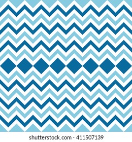 Seamless azure blue interchanging zigzag chevron pattern vector
