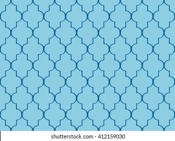 Seamless azure blue moroccan ikat islamic pattern vector