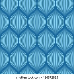 Seamless azure blue optical illusion woven pattern vector
