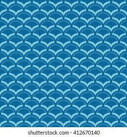 Seamless azure blue oriental fish scales pattern vector