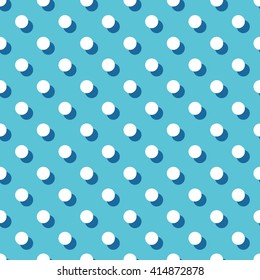 Seamless azure blue polka dot with offset shadow pattern vector