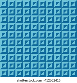 Seamless azure blue square op art decor pattern vector