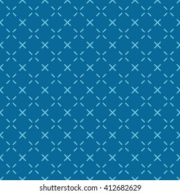 Seamless azure blue stitched cross vintage japanese sashiko pattern vector