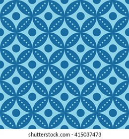 Seamless azure blue vintage classical round laces pattern vector