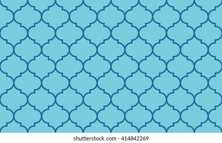 Seamless azure blue wide moroccan pattern vector