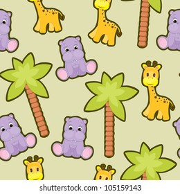 Seamless baby animal background