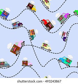 Seamless baby background with cars