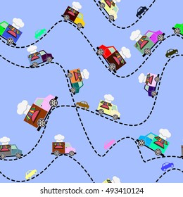 Seamless baby background with cars