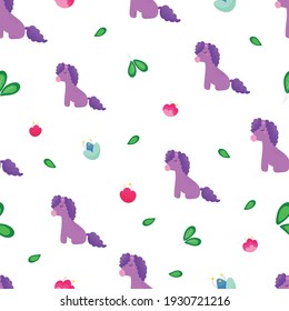 Seamless baby background with fairy purple ponies