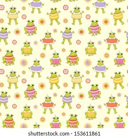 Seamless baby background  with frogs