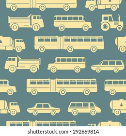 Seamless baby background with retro car icons