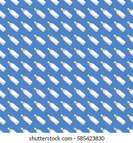 Seamless baby background for use in design, web site, packing, textile, fabric.Baby's bottle pattern.
