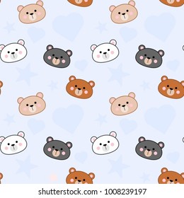 Seamless baby bear pattern with a blue background