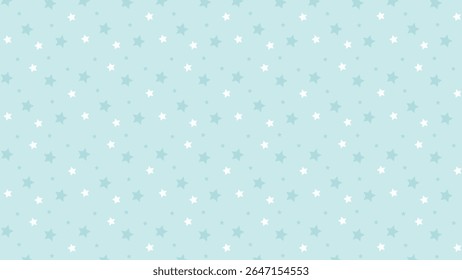 Seamless baby blue star pattern background. Cute pastel starry sky vector for nursery design, baby shower invites, kids' room decor, wrapping paper, scrapbooking, or dreamy celestial-themed projects.