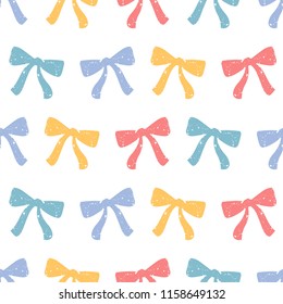 Seamless baby bow pattern. Cute fashion design. Illustration for kids.