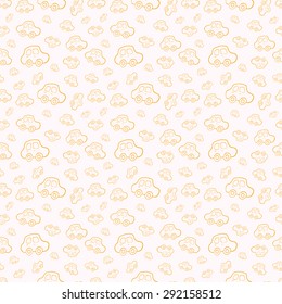 Seamless baby boy pattern in vector. Background. Boyish wallpaper.Pattern with hand drawn cars.