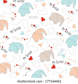Seamless baby elephant pattern, illustration in vector format