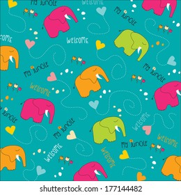 Seamless baby elephant pattern, illustration in vector format