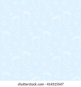 seamless baby footprints background and pattern vector illustration